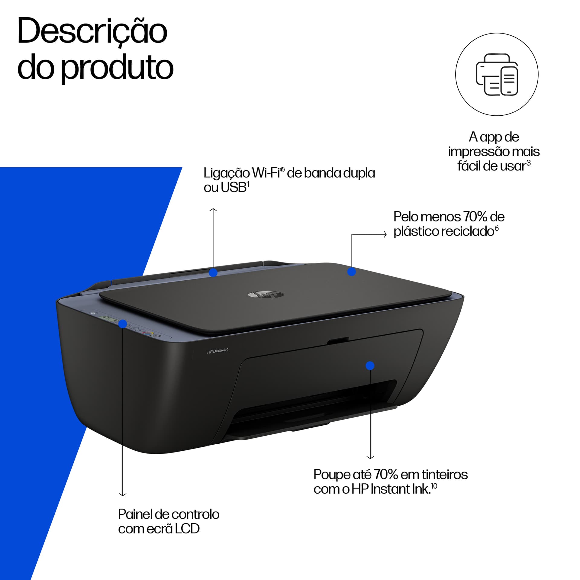 HP DeskJet 2921 Sem fios All-in-One Cor Impressora, Instant Ink, miniatura 4