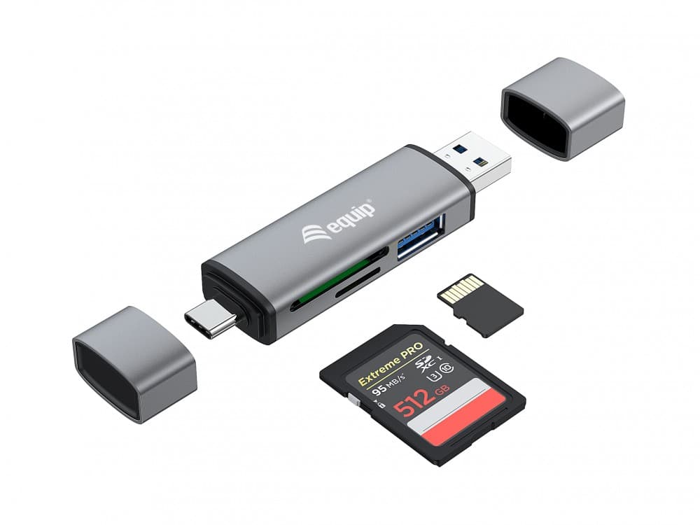 EQUIP LIFE LEITOR DE CARTOES USB-A 3.2 & USB-C SD- MICRO SD ALUMINIO, miniatura 2
