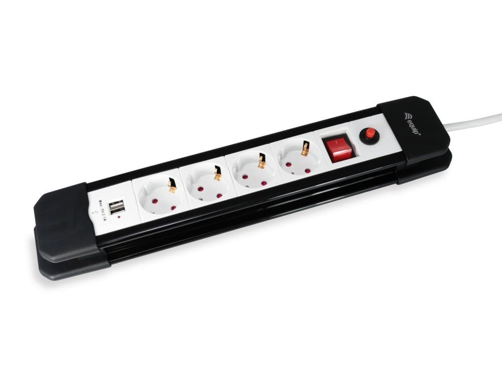 EQUIP LIFE EXTENSAO ELETRICA 4xSCHUKO C/INTERRUPTOR 2xUSB 1.5MT, miniatura 1