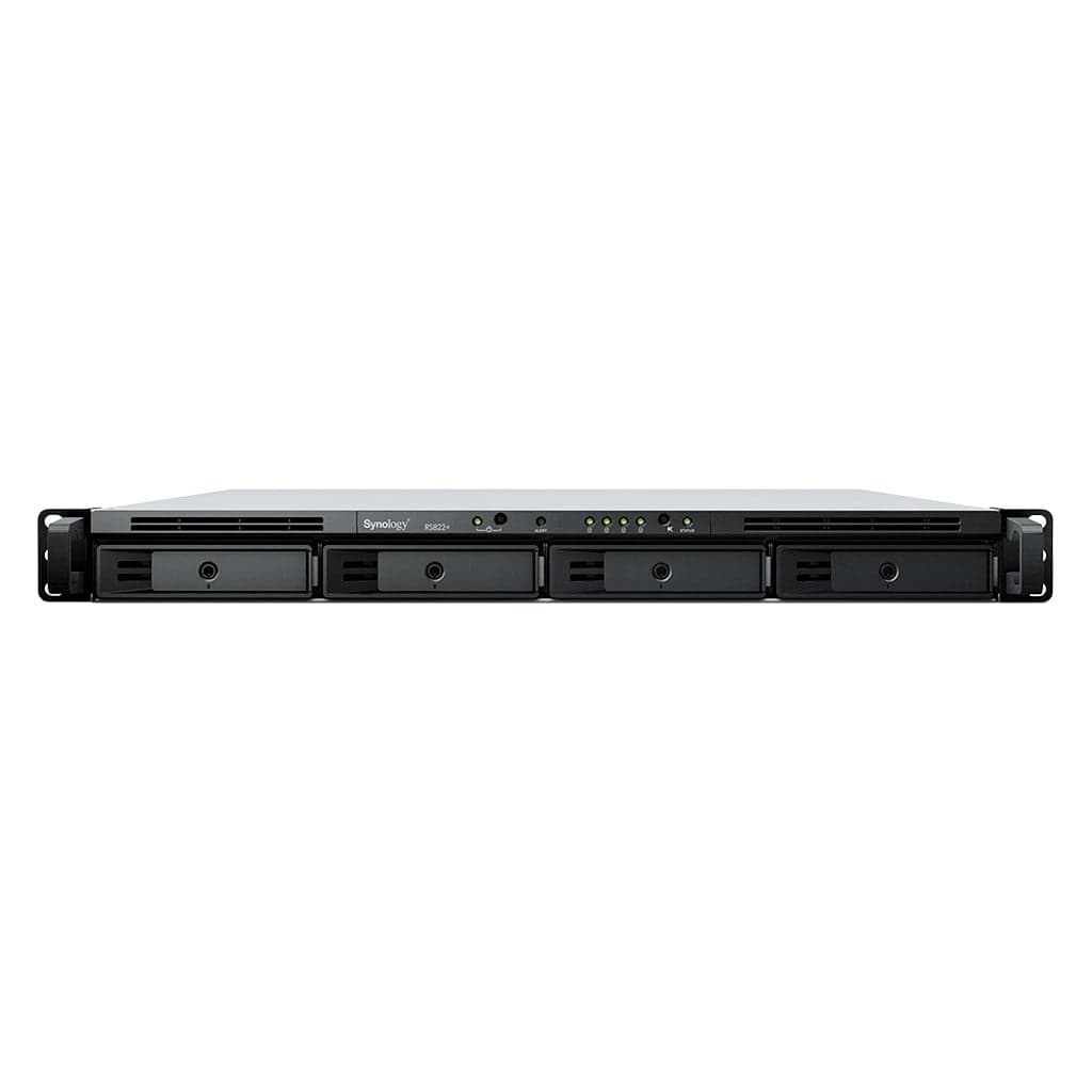 Synology RackStation RS822+ - Servidor NAS - 4 baias - montável em bastidor - SATA 6Gb/s - RAID (expansão de disco rígido) 0, 1, 5, 6, 10, JBOD - RAM 2 GB - Gigabit Ethernet - iSCSI assistência - 1U, miniatura 1