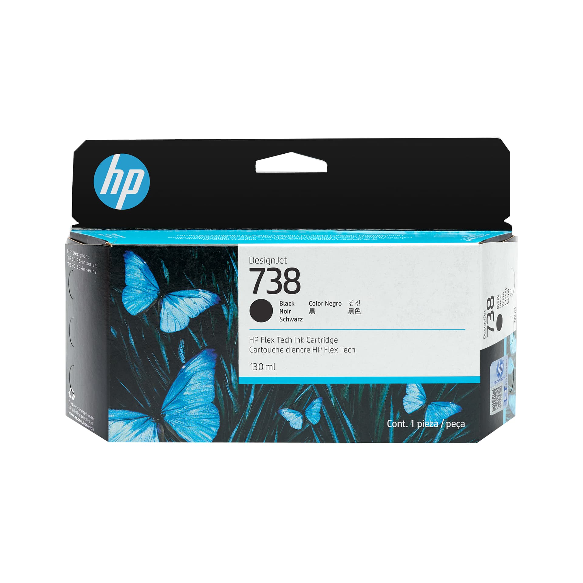 HP Tinteiro DesignJet 738 Preto (130 ml), miniatura 1