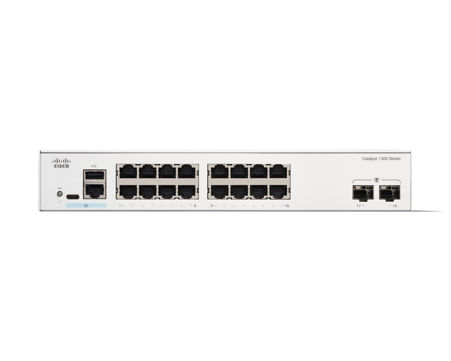 Cisco Catalyst 1300-16T-2G - Interruptor - L3 - Administrado - 16 x 10/100/1000Base-T + 2 x Gigabit Ethernet SFP - montável em trilho, miniatura 2