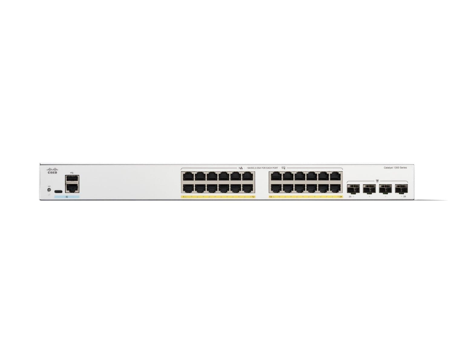 Cisco Catalyst 1300-24P-4G - Interruptor - L3 - Administrado - 24 x 10/100/1000 (PoE+) + 4 x 1 Gigabit SFP - montável em trilho - PoE+ (195 W), miniatura 2