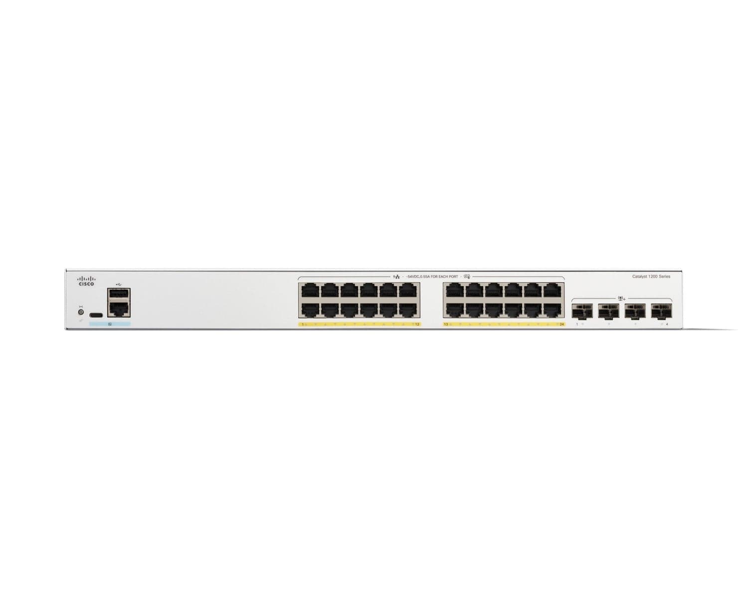 Cisco Catalyst 1200-24FP-4X - Interruptor - L3 - inteligente - 24 x 10/100/1000 (PoE+) + 4 x 10 Gigabit SFP+ - montável em trilho - PoE+ (375 W), miniatura 2