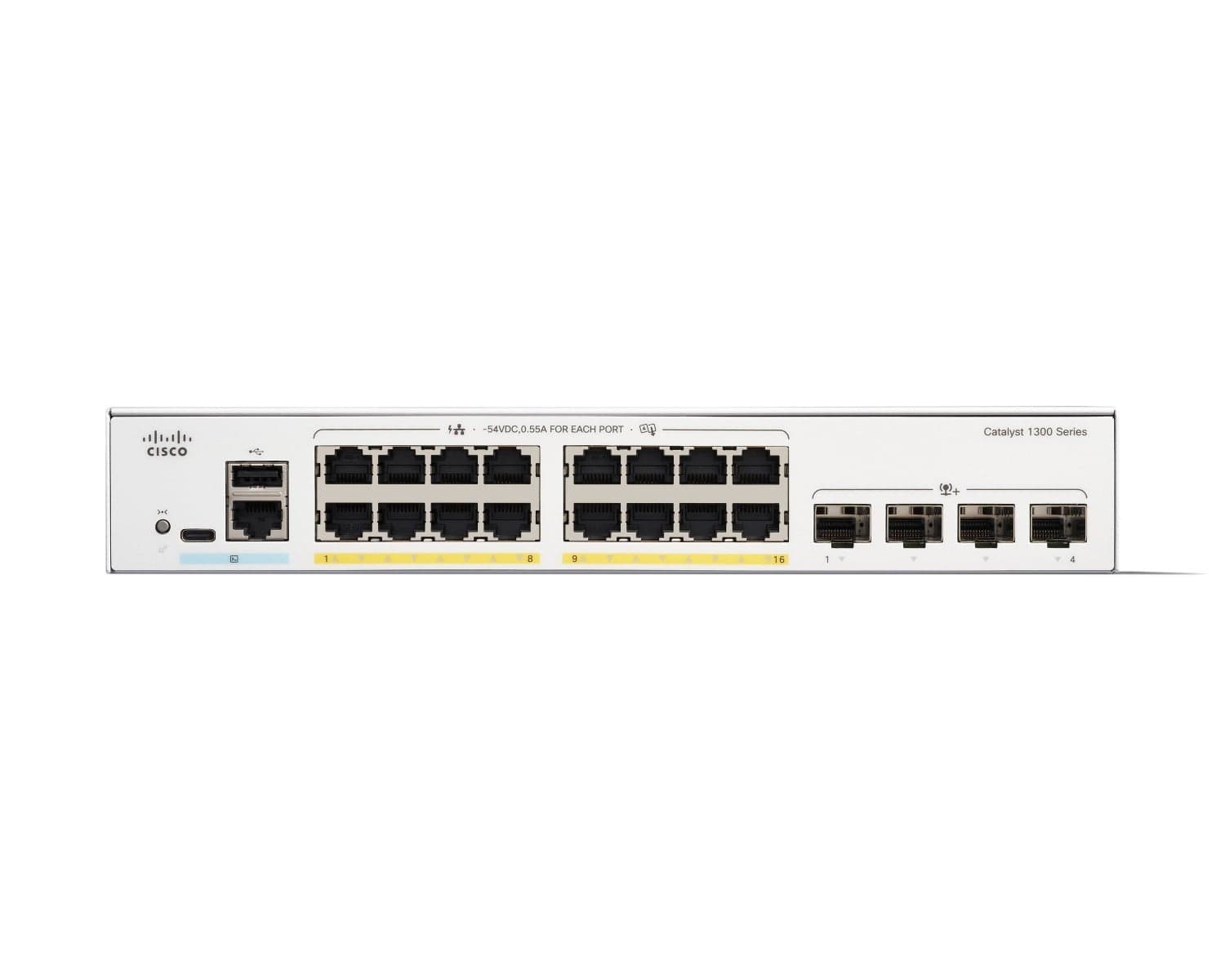 Cisco Catalyst 1300-16P-4X - Interruptor - L3 - Administrado - 16 x 10/100/1000 (PoE+) + 4 x 10Gb Ethernet SFP+ - montável em trilho - PoE+ (120 W), miniatura 2