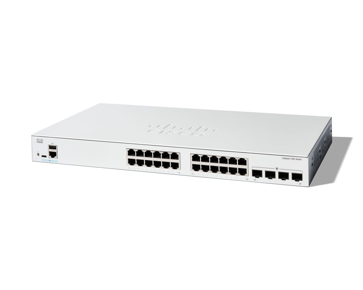 Cisco Catalyst 1200-24T-4G - Interruptor - L3 - inteligente - 24 x 10/100/1000 + 4 x Gigabit SFP - montável em trilho, miniatura 1