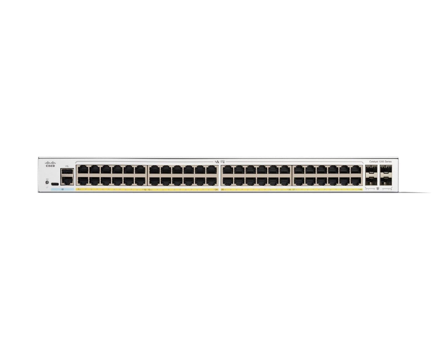 Cisco Catalyst 1200-48P-4G - Interruptor - L3 - inteligente - 48 x 10/100/1000 (PoE+) + 4 x Gigabit SFP - montável em trilho - PoE+ (375 W), miniatura 2