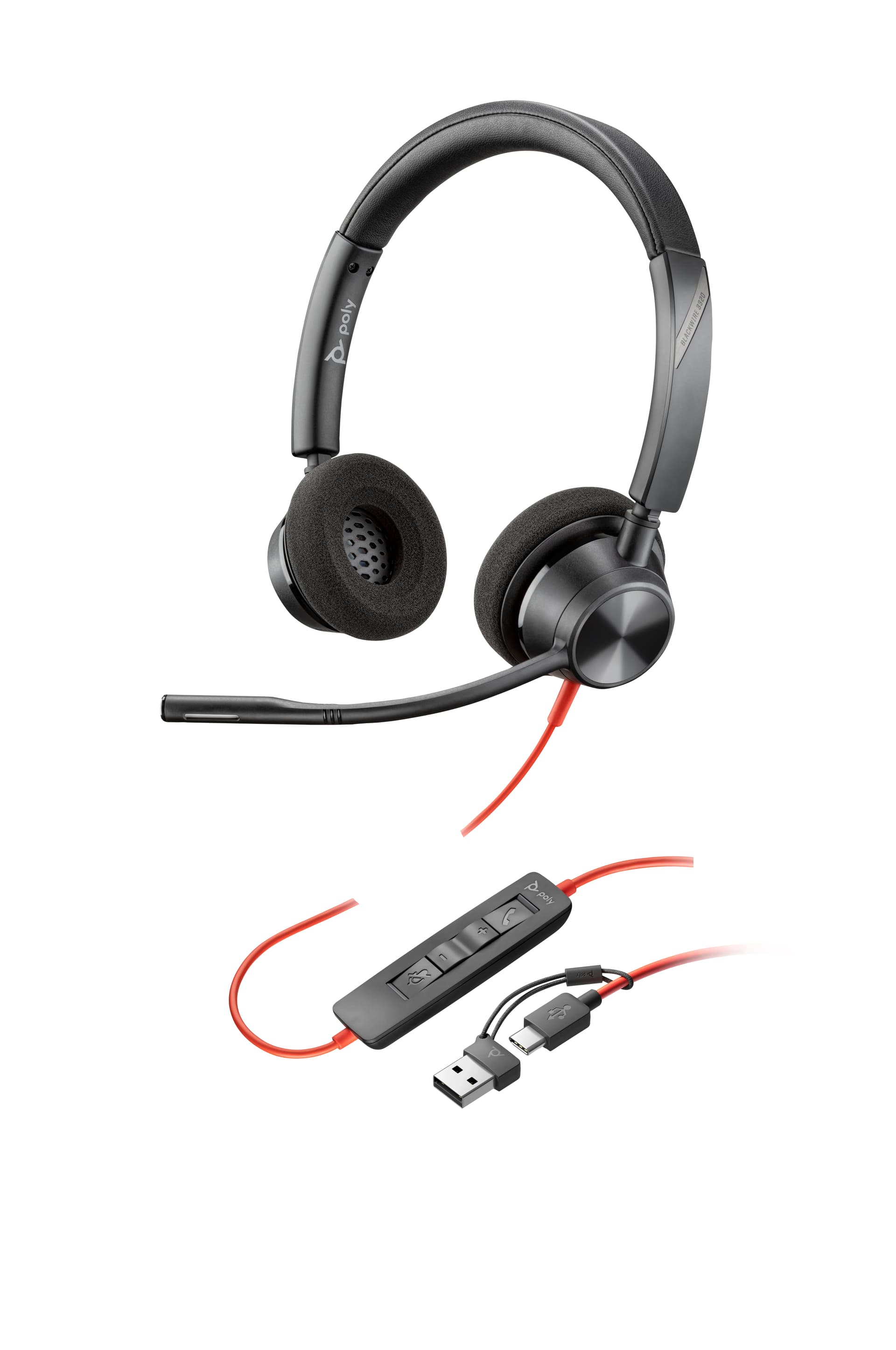 HP Poly Headset Estéreo Poly Blackwire 3320 com USB-C + Adaptador USB-C/A, miniatura 5