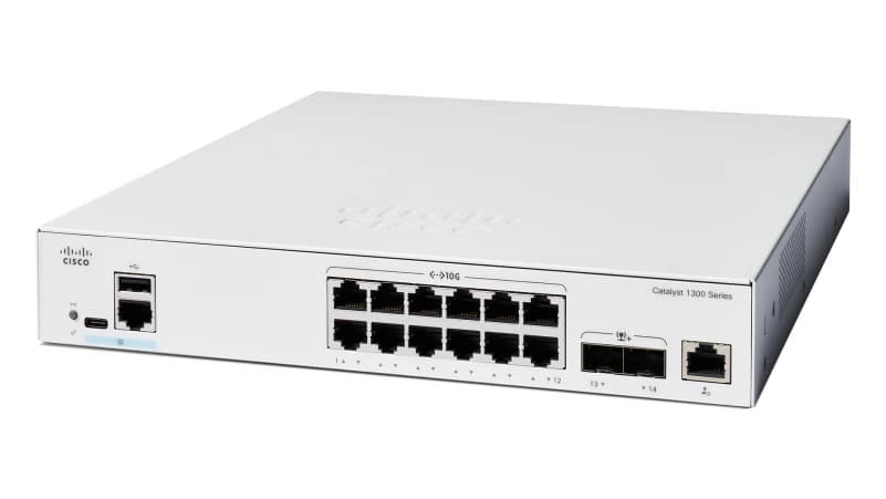 Cisco Catalyst 1300-12XT-2X - Interruptor - L3 - inteligente - 12 x 10GBase-T + 2 x 10 Gigabit SFP+ - montável em trilho, miniatura 2