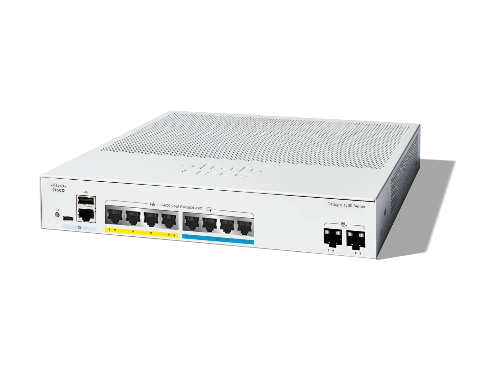 Cisco Catalyst 1300-8MGP-2X - Interruptor - L3 - Administrado - 4 x Ethernet Gigabit + 4 x 100/1000/2.5G + 2 x 10 Gigabit SFP+ - montável em trilho - PoE+ (120 W), miniatura 2