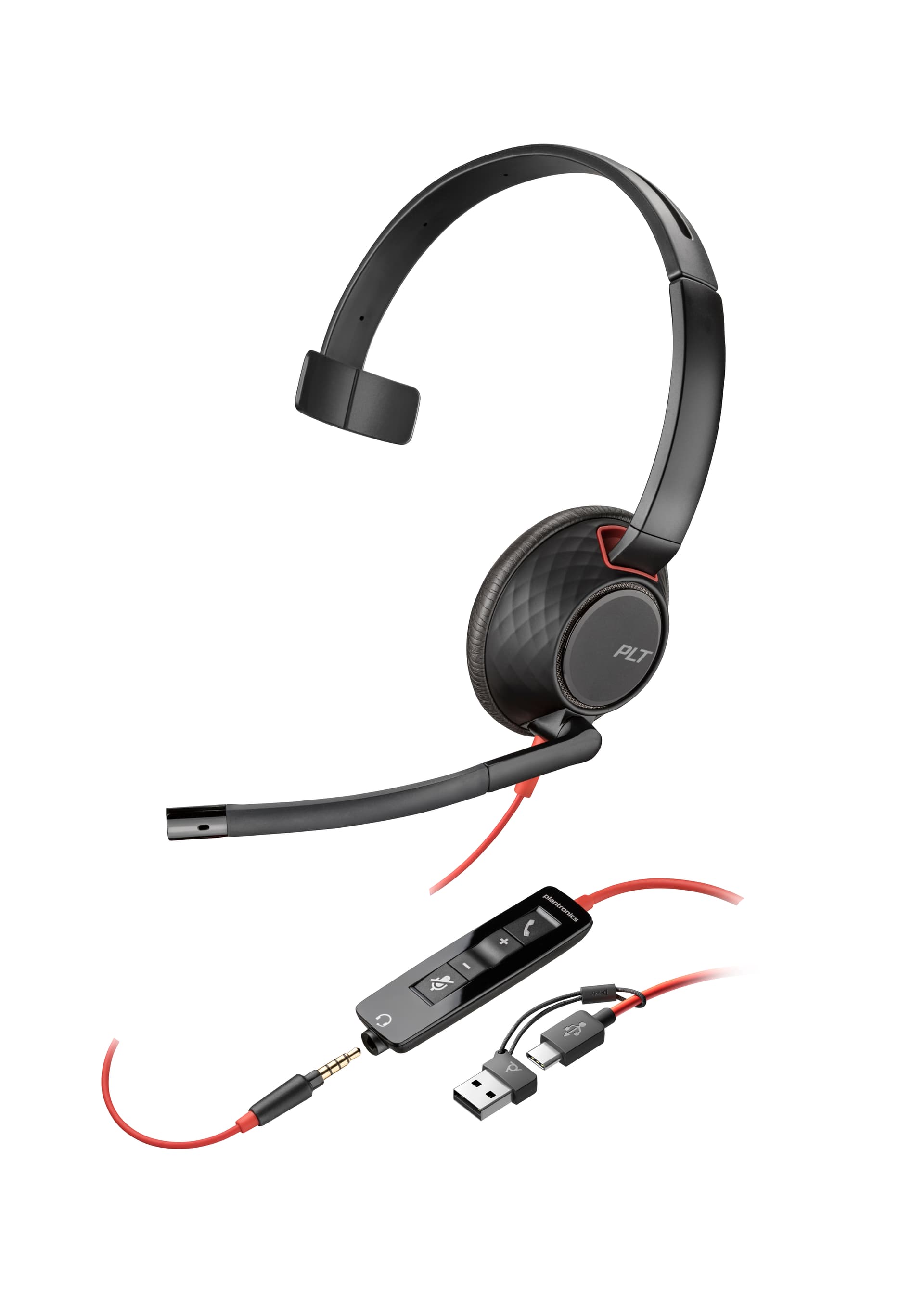 HP Poly Headset monaural Poly Blackwire 5210 com USB-C + Conector de 3,5 mm + Adaptador USB-C/A (a granel), miniatura 4