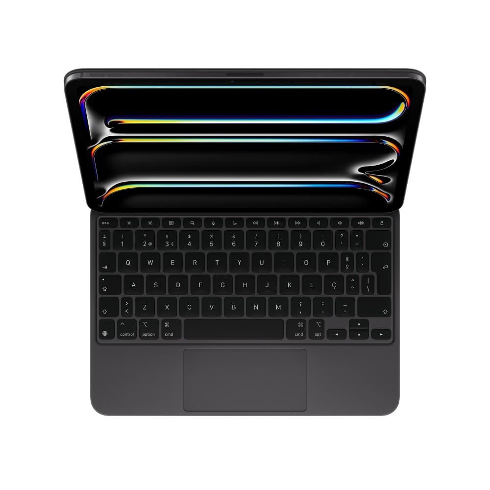O Magic Keyboard para iPad Pro permite escrever de forma confortável: inclui um trackpad com novo design elegante e portátil: além de um descanso para o pulso em alumínio, miniatura 4