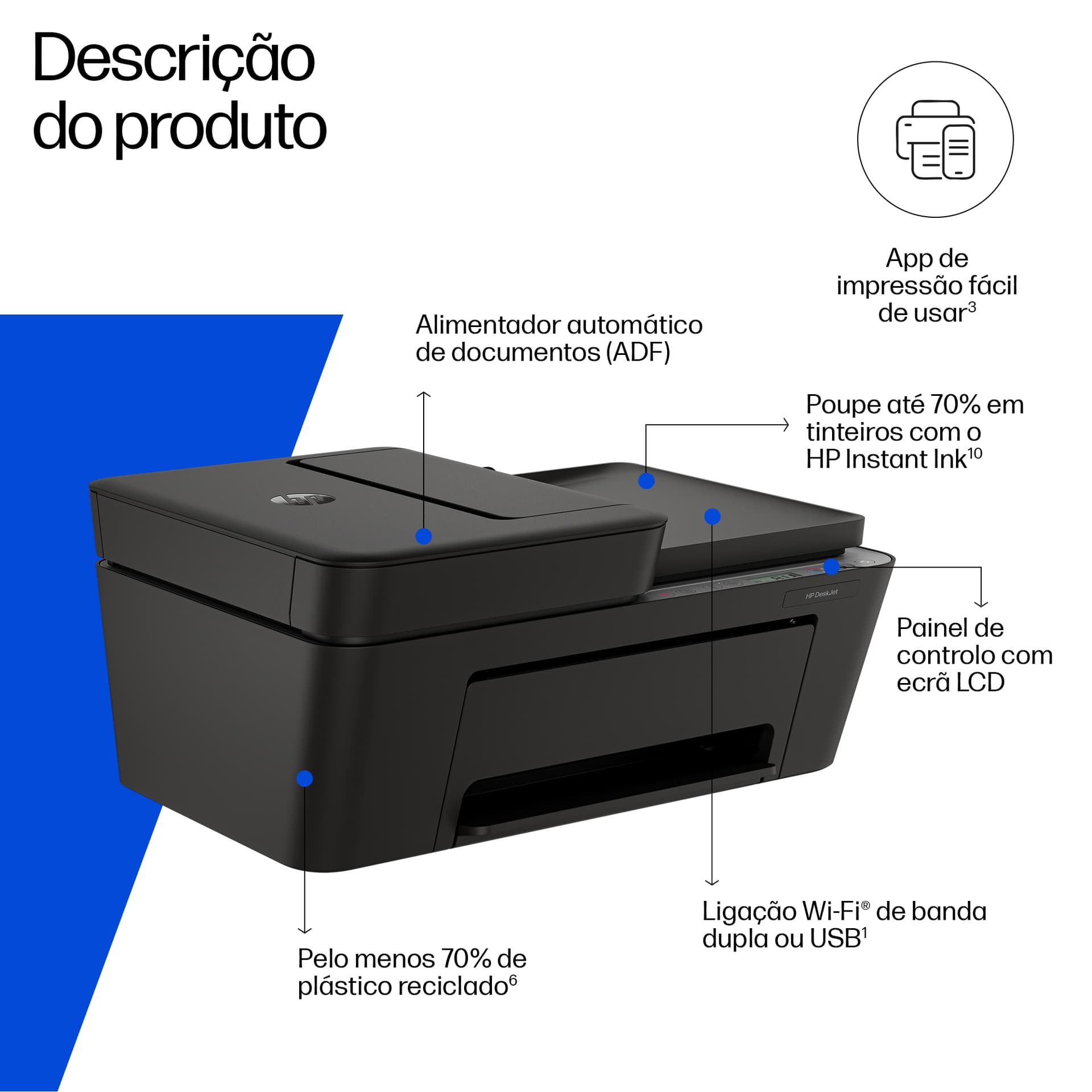 HP DeskJet 4320 Sem fios All-in-One Cor Impressora, Instant Ink., miniatura 4