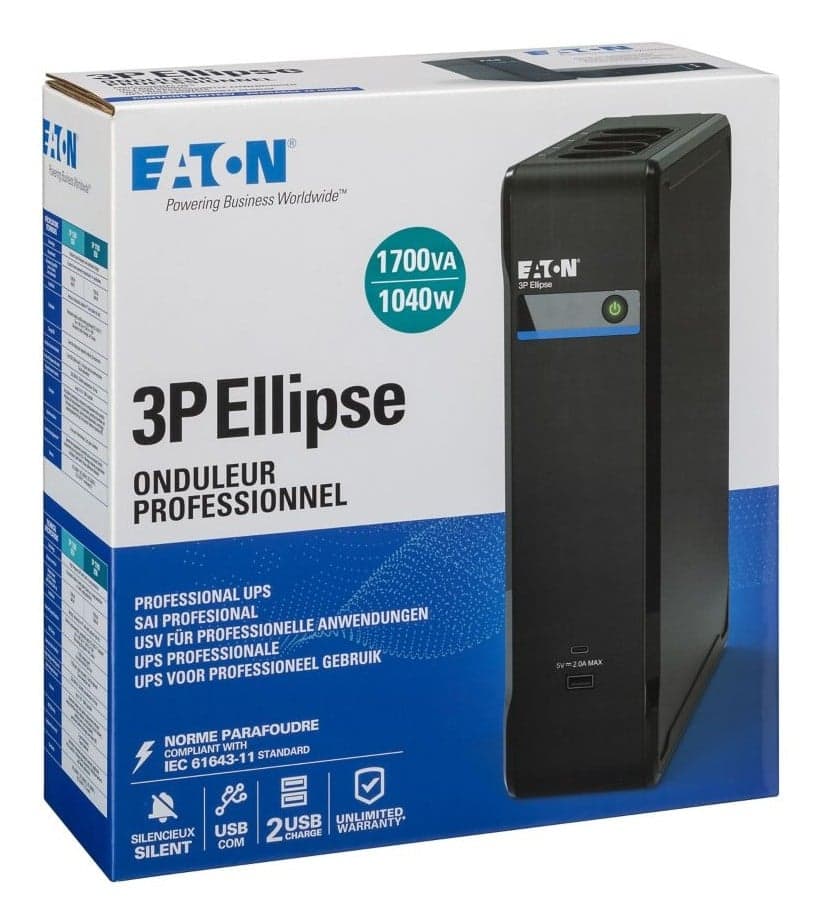 Eaton 3P Ellipse 1700 USB IEC - UPS - AC 220-240 V - 1040 watt - 1700 VA - USB - conectores de saída: 8, miniatura 6