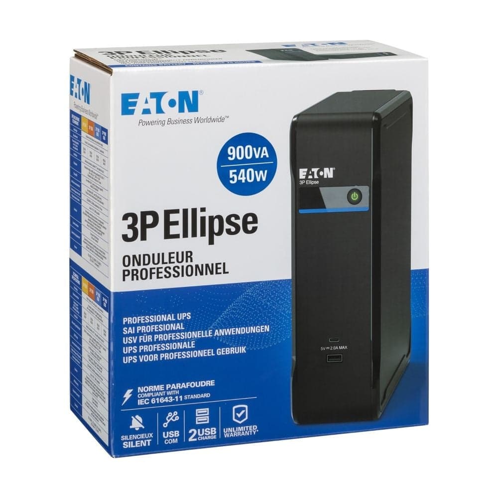Eaton 3P Ellipse 900 USB IEC - UPS - AC 220-240 V - 540 watt - 900 VA - USB - conectores de saída: 4, miniatura 8