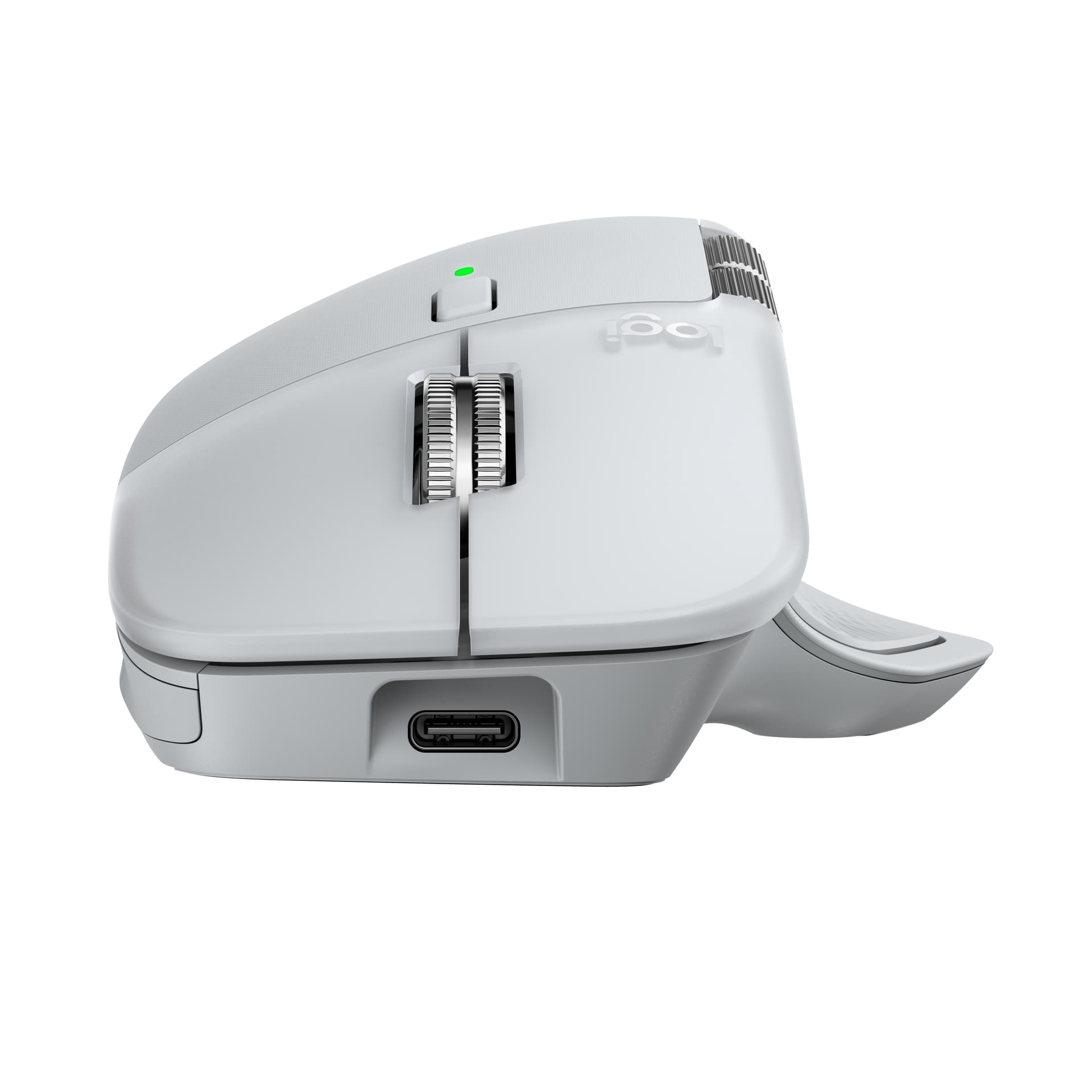 Logitech MX Master 4 for Mac, rato ergonómico com Bluetooth com feedback tátil de desempenho avançado, deslocamento ultrarrápido, carregamento por USB-C , MacOS, iPadOS, Windows - branco prateado, miniatura 3