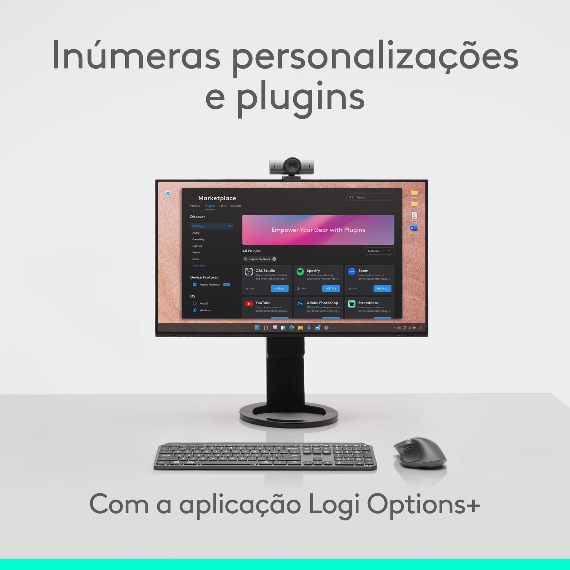 Logitech MX Master 4, rato ergonómico sem fios com feedback tátil de desempenho avançado, deslocamento ultrarrápido, carregamento por USB-C , Bluetooth, Windows, MacOS - cinzento claro, miniatura 22