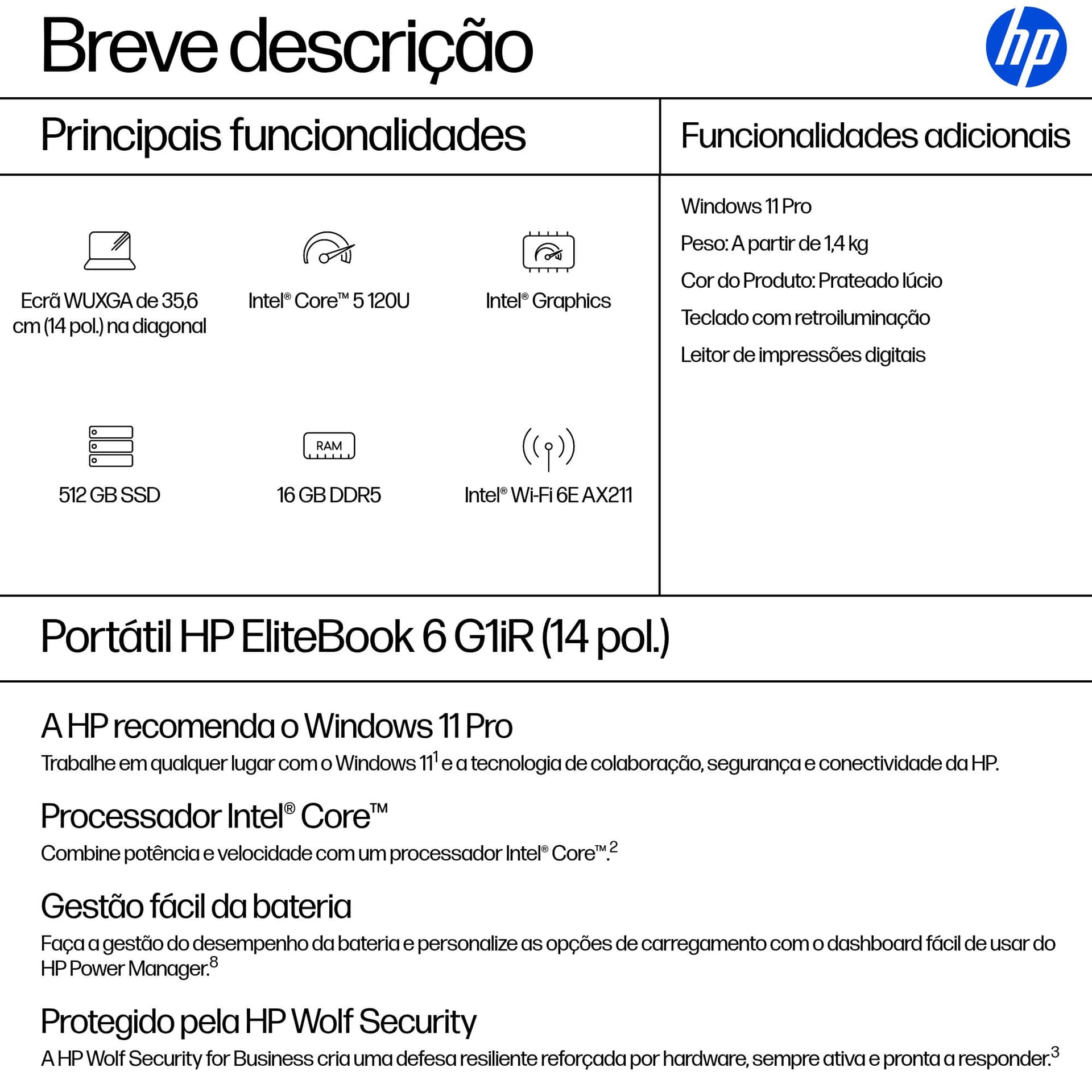 HP EliteBook 6 G1iR 14 inch Notebook PC, miniatura 4