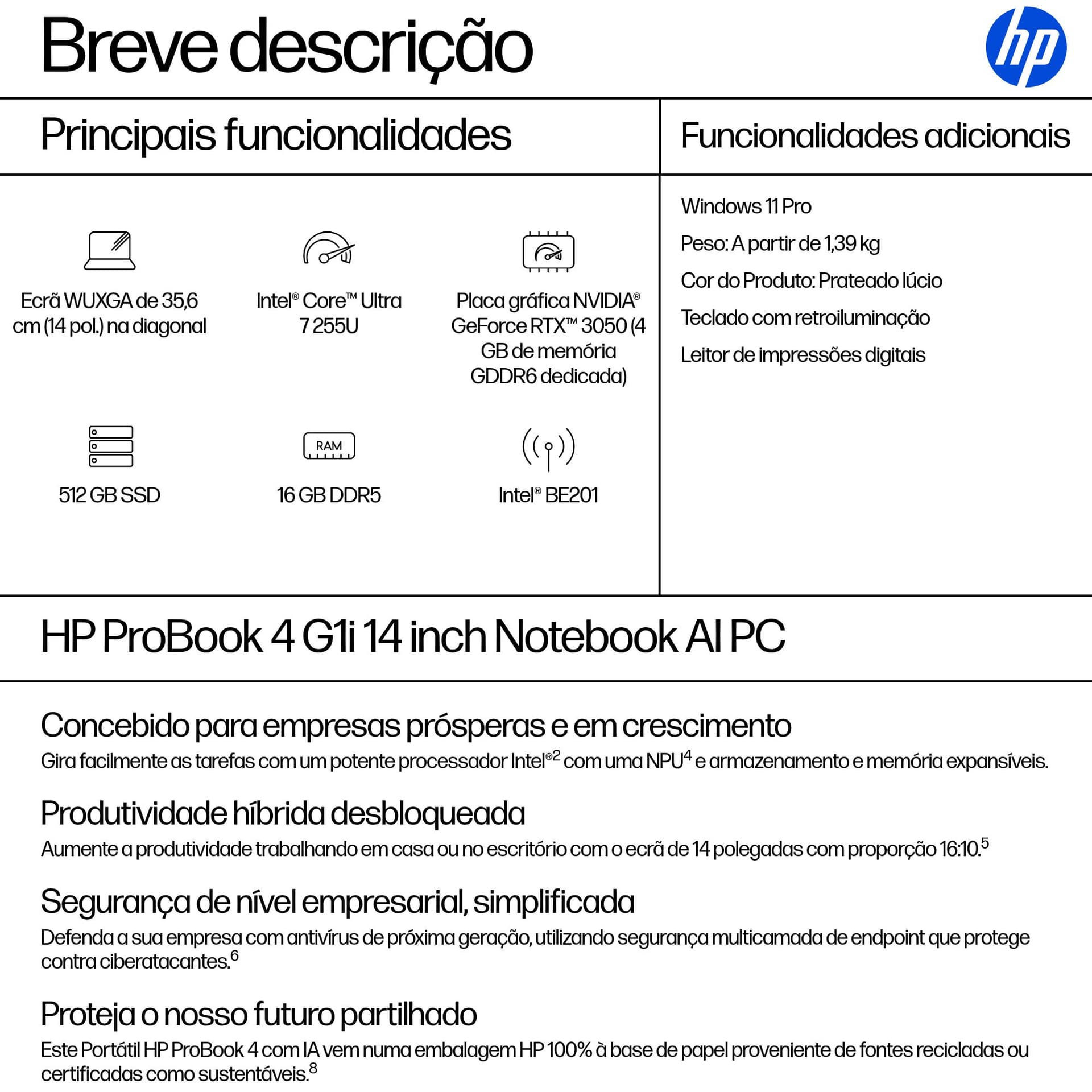 HP ProBook 4 G1i 14 inch Notebook AI PC, miniatura 3