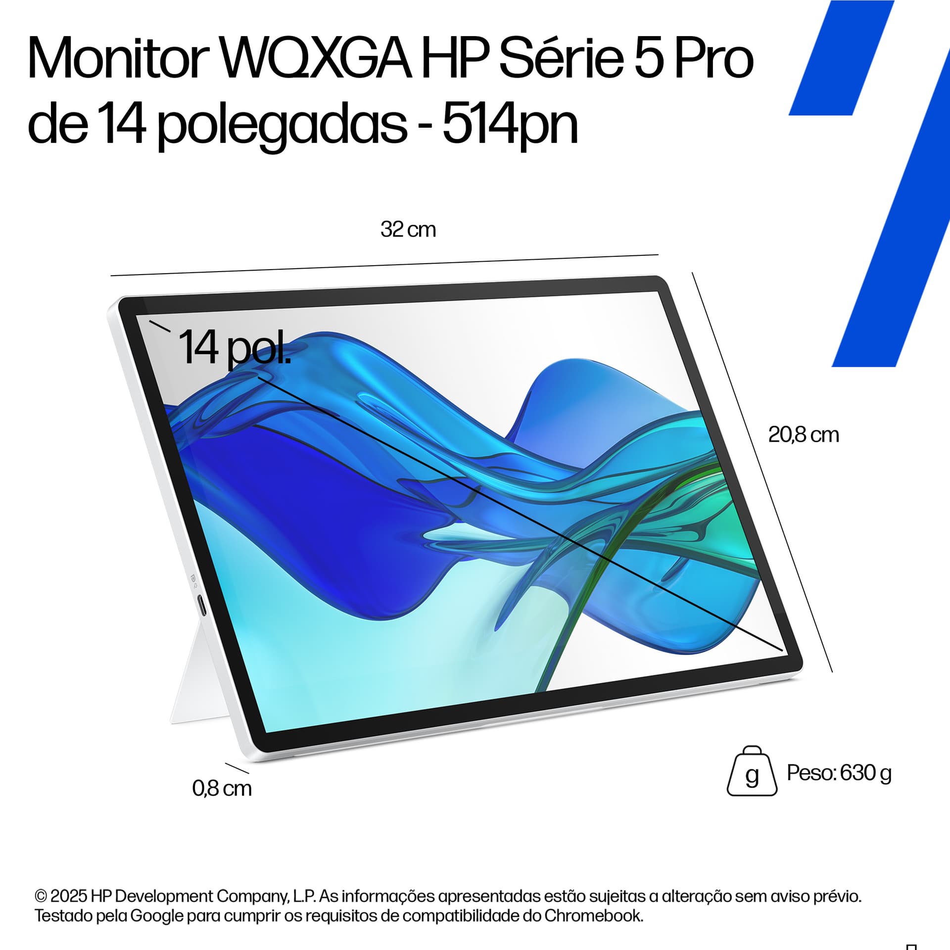 HP Series 5 Pro Monitor portátil WQXGA Série 5 Pro de 14 polegadas - 514pn, miniatura 8