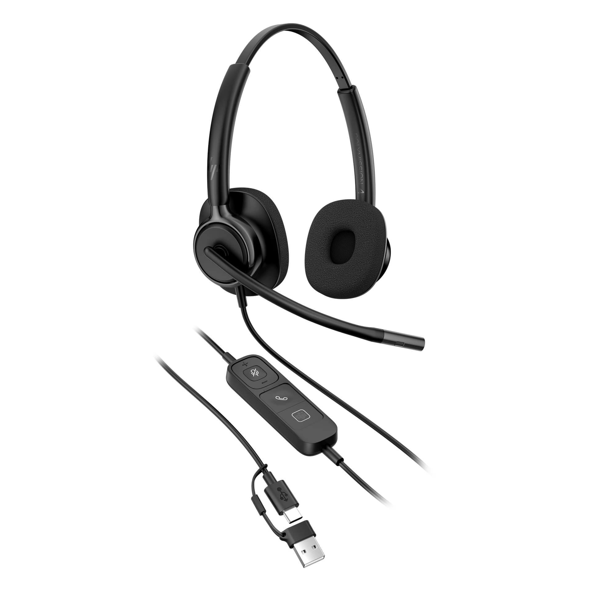 HP Poly Headset estéreo USB com fios Mission 425 Classic, miniatura 3