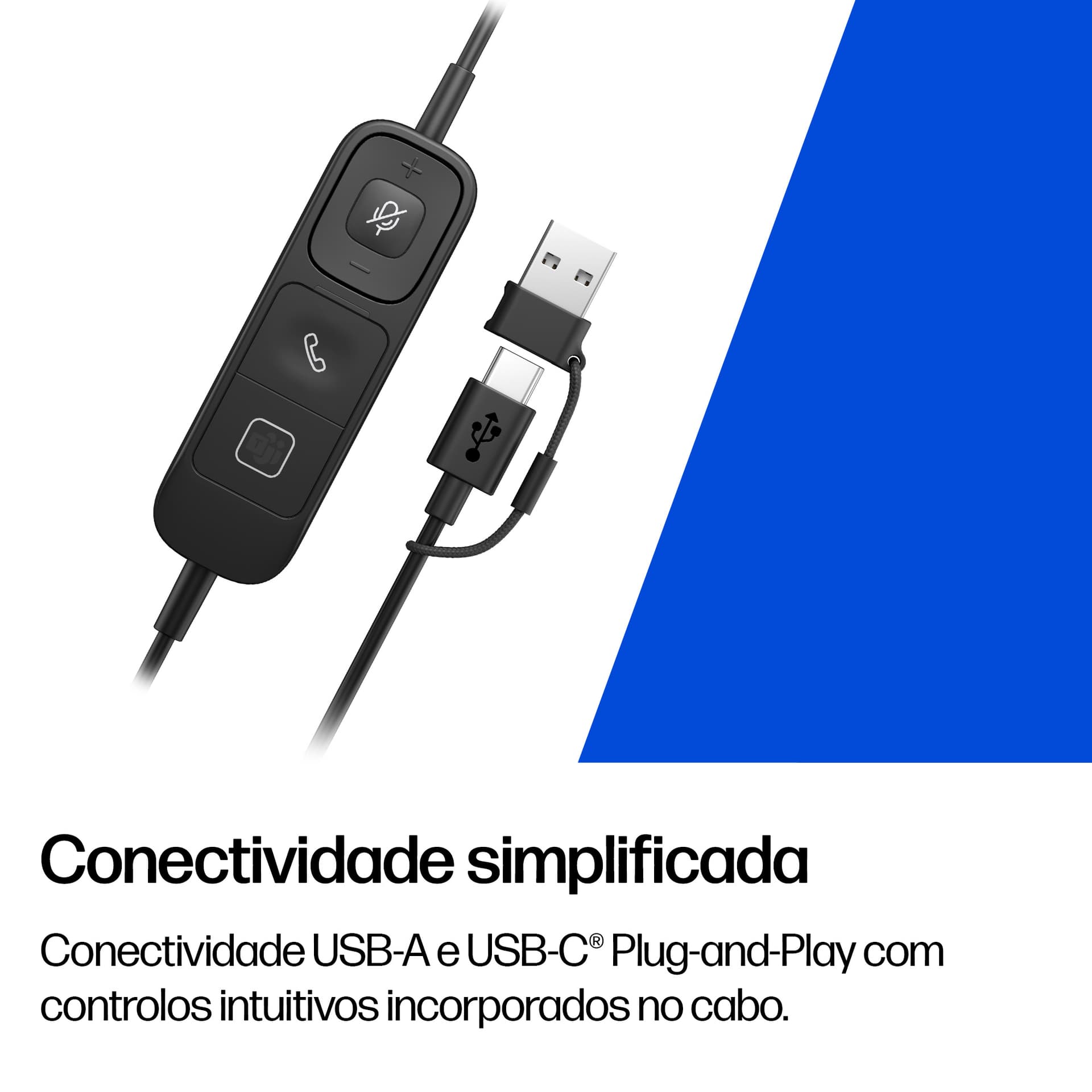 HP Poly Headset estéreo USB com fios Mission 625 (a granel), miniatura 3