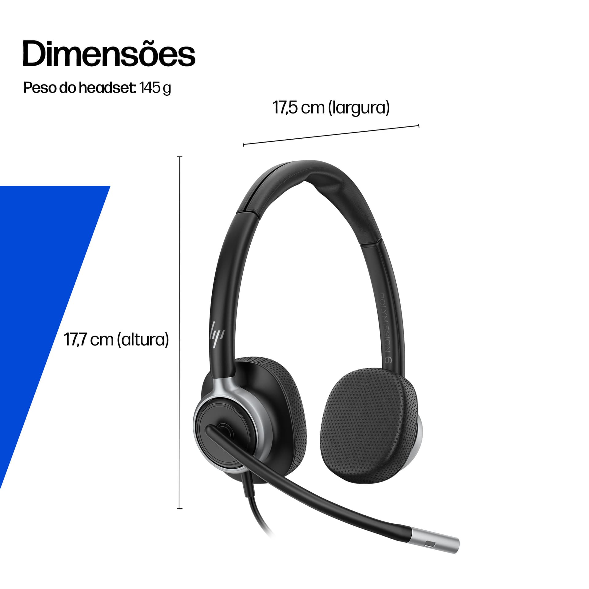 HP Poly Headset estéreo USB com fios Mission 625 (a granel), miniatura 6