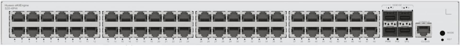 HUAWEI S220-48P4X 48 10/100/1000BASE-T PORT 380W POE+4 10GE SFP+PORT, miniatura 1