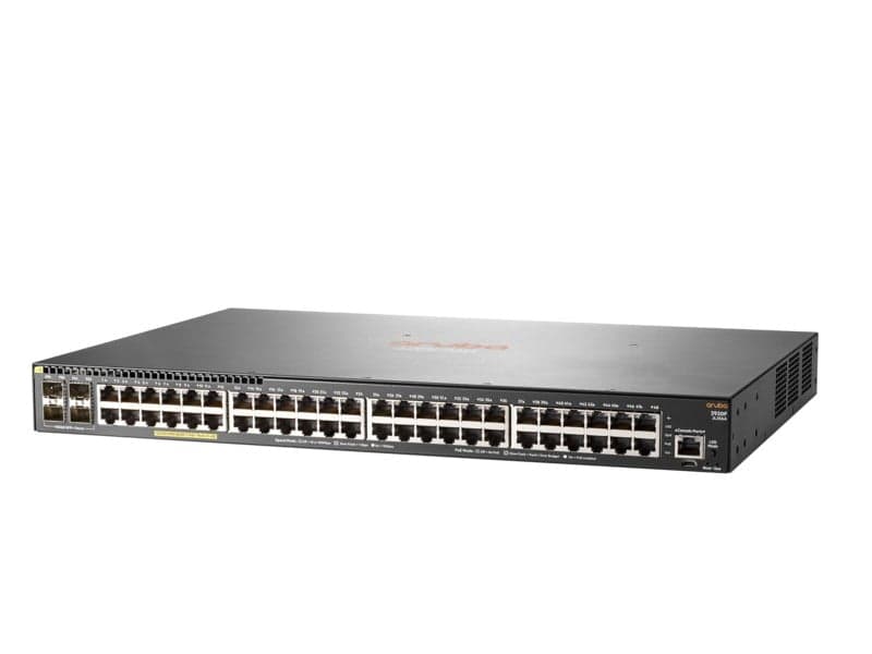 HPE Aruba 2930F 48G PoE+ 4SFP+ - Interruptor - L3 - Administrado - 48 x 10/100/1000 (PoE+) + 4 x 1 Gigabit / 10 Gigabit SFP+ (ligação ascendente) - montável em trilho - PoE+ (370 W), miniatura 2