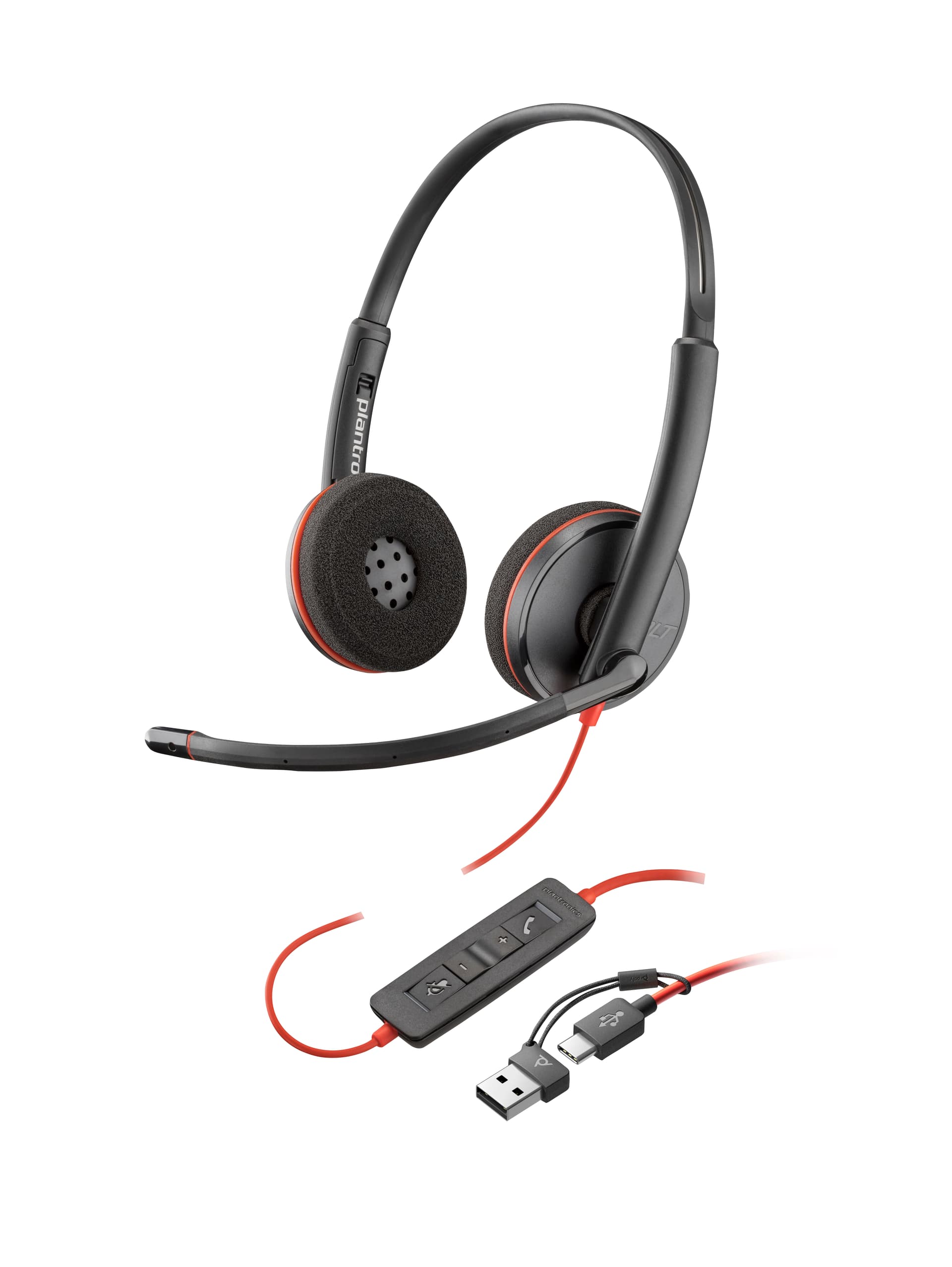 HP Poly Headset Estéreo Poly Blackwire 3225 com USB-C + Conector de 3,5 mm + Adaptador USB-C/A, miniatura 4
