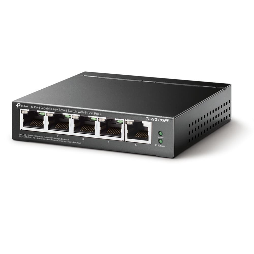 TP-LINK 5PORT GIGABIT EASY SMART SWITCH 4PORT POE+PORT 4× GIGABIT POE+, miniatura 1