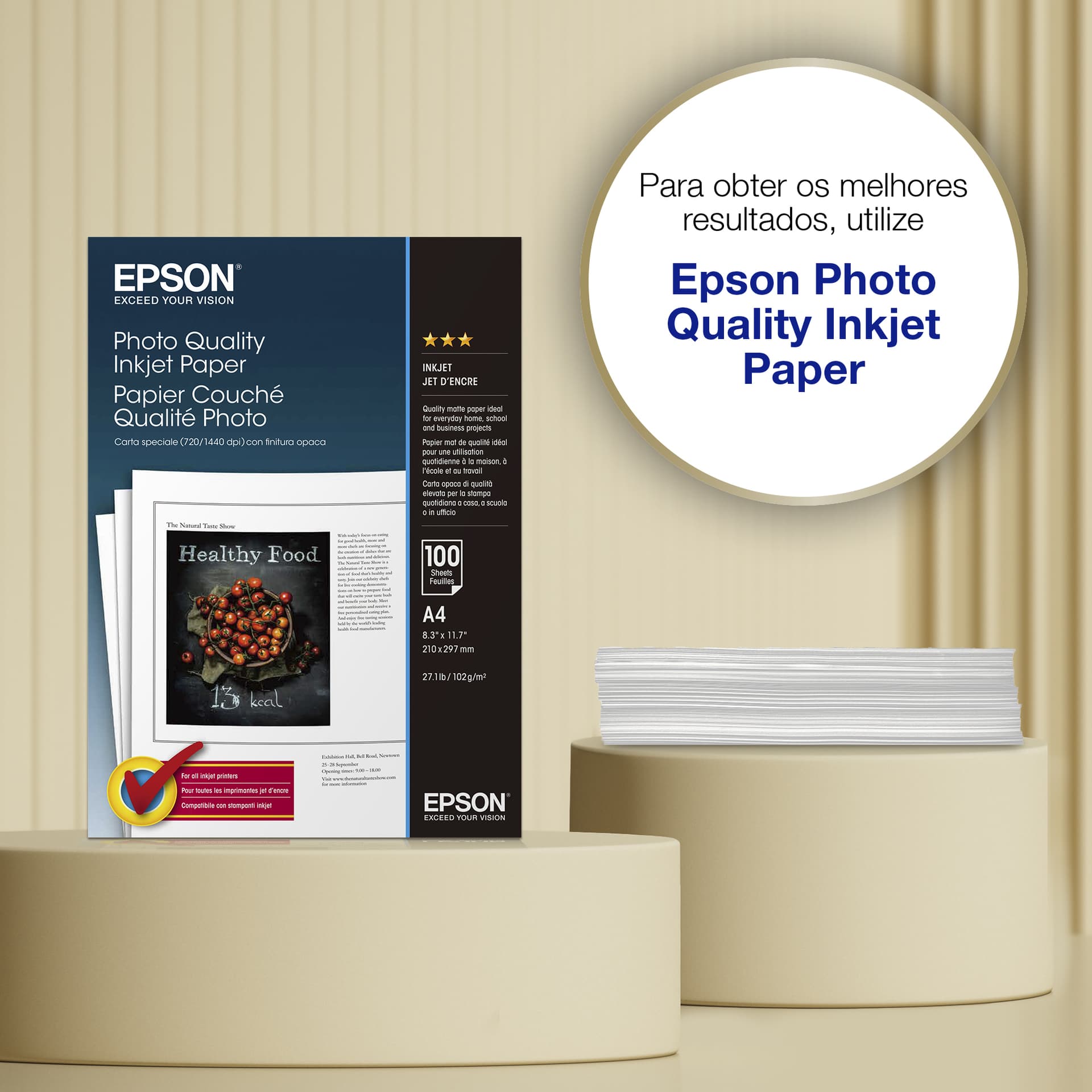 Epson A4 Photo Quality Inkjet Paper 102 g/m2, 100 folhas, miniatura 2