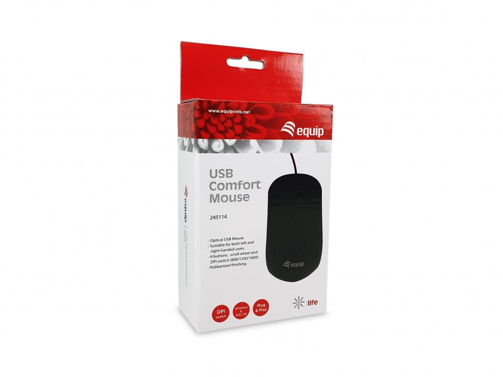 EQUIP LIFE RATO CONFORT BLACK USB 1600DPI, miniatura 2