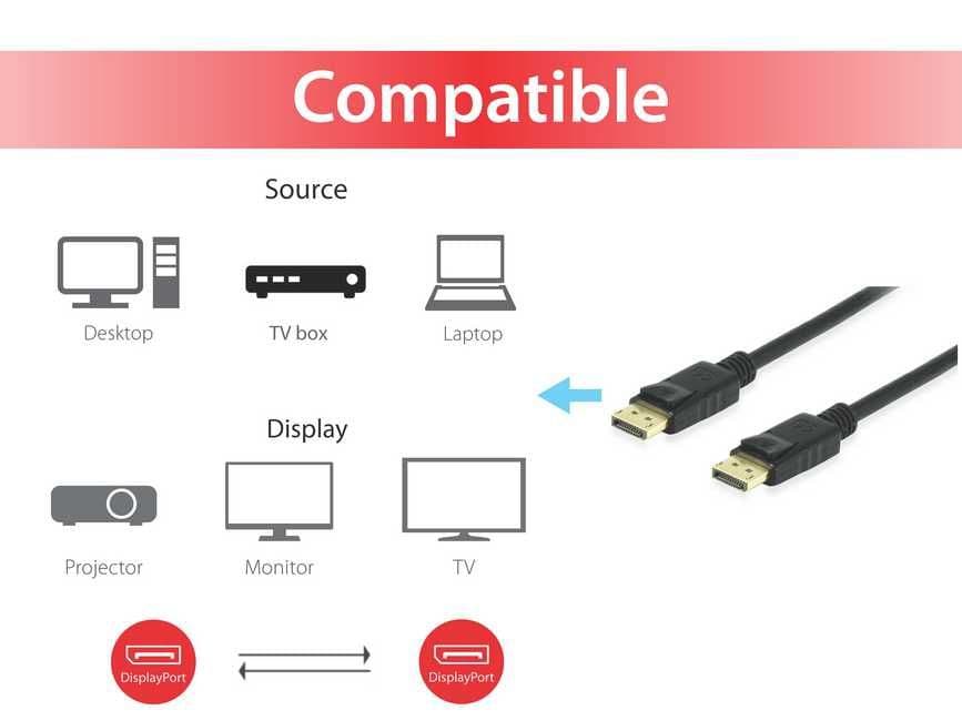 EQUIP CABO DISPLAY PORT 1.4 M/M 3.0M WITH LATCH BLACK, miniatura 4