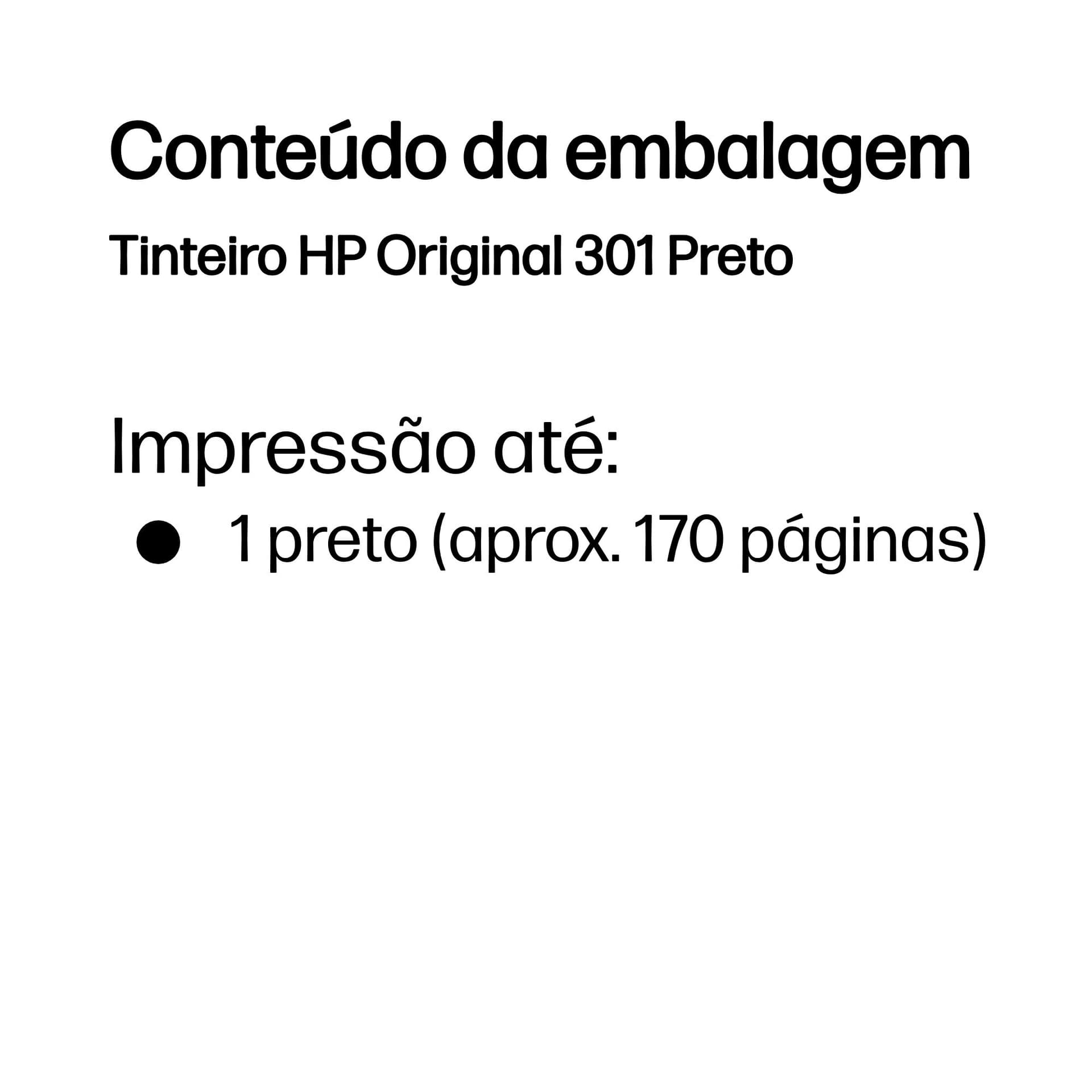 HP Tinteiro Original 301 Preto, miniatura 3