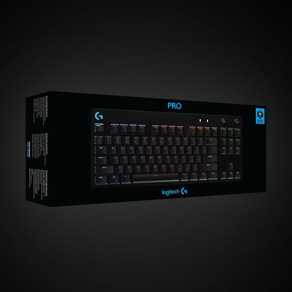 Logitech G Pro Mechanical Gaming Keyboard - Teclado - luz traseira - USB - Padrão internacional americano - interruptor: GX Blue Clicky - preto, miniatura 8