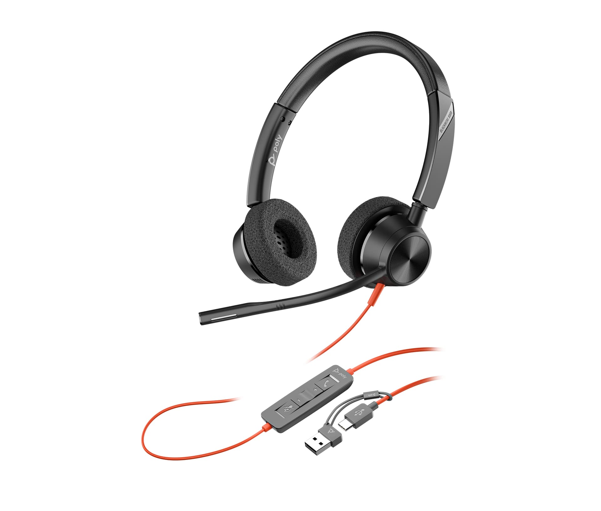 HP Poly Headset Estéreo Poly Blackwire 3320 com USB-C certificado para Microsoft Teams + Adaptador USB-C/A, miniatura 6