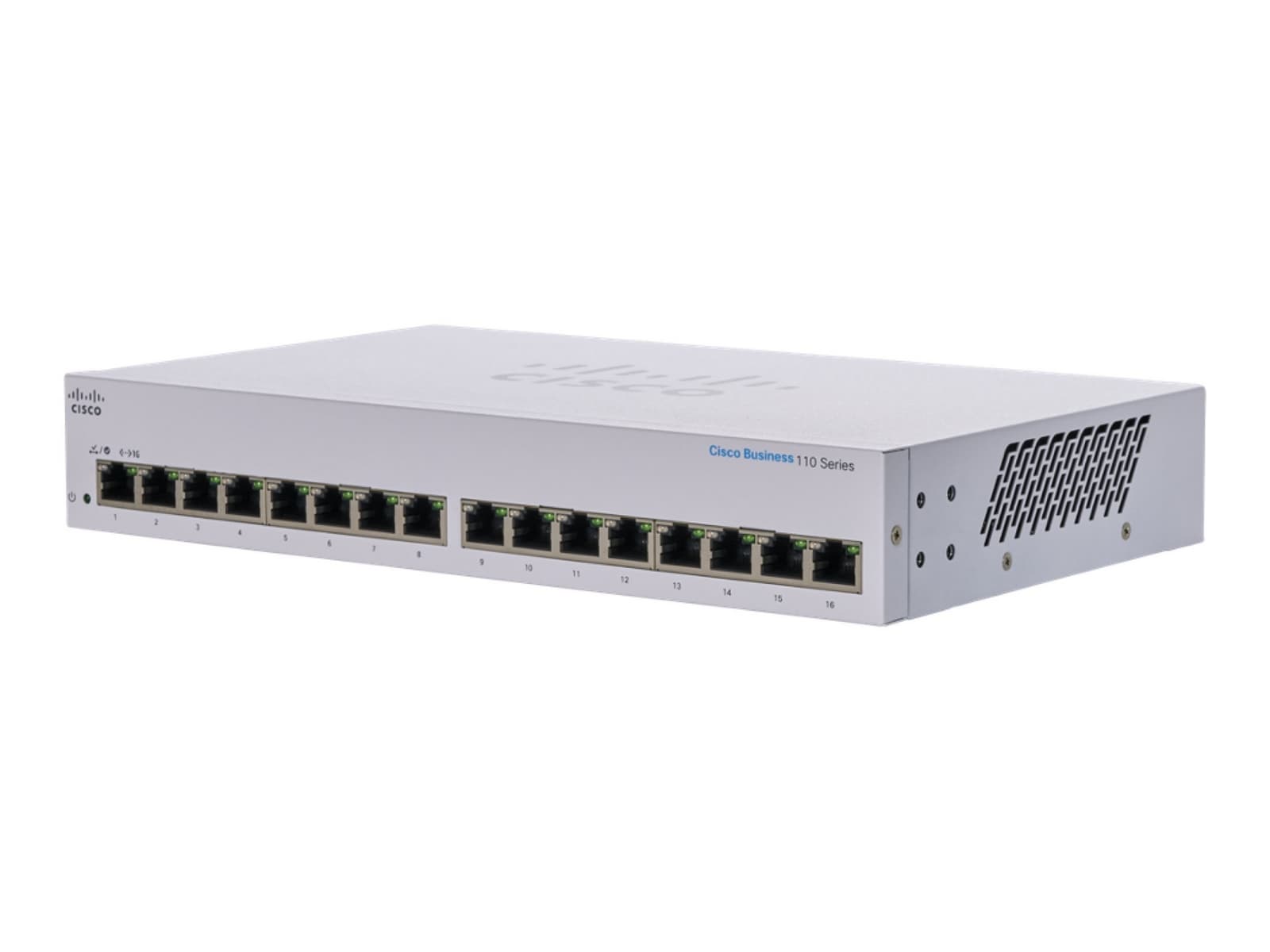 Cisco Business 110 Series 110-16T - Interruptor - sem gestão - 16 x 10/100/1000 - montável em trilho, desktop, montável na parede, miniatura 1