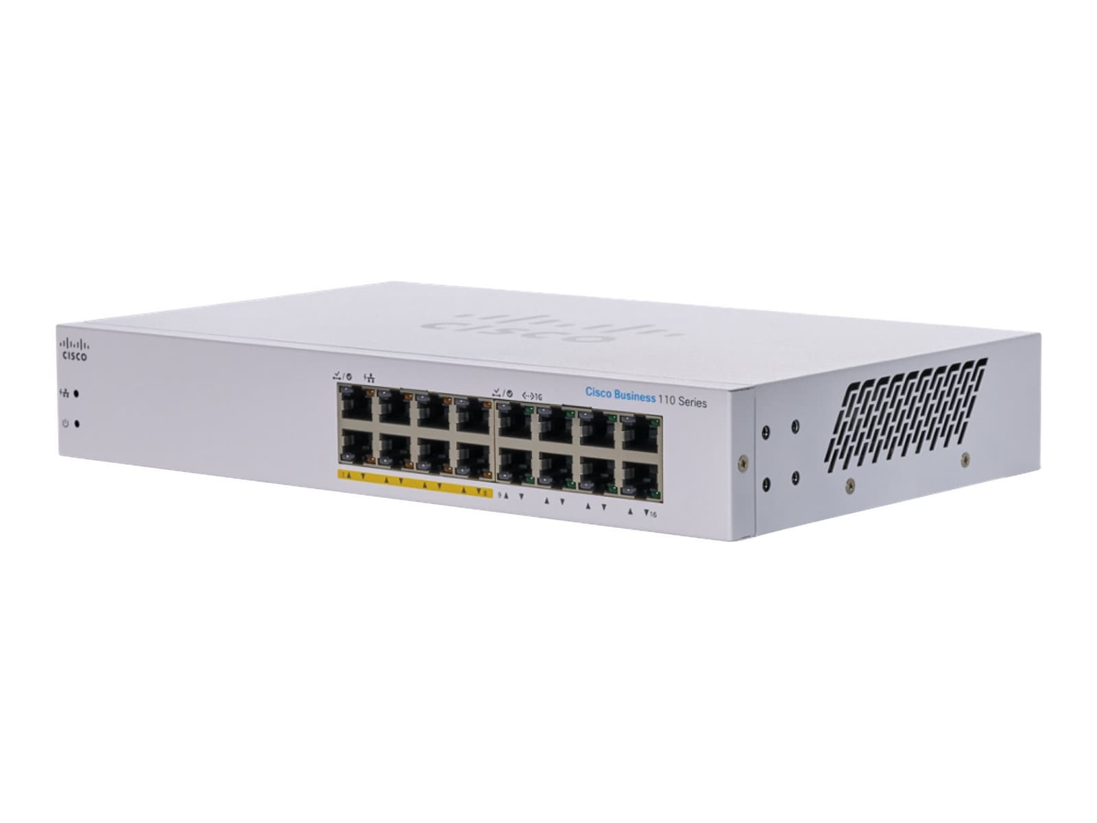 Cisco Business 110 Series 110-16PP - Interruptor - sem gestão - 8 x 10/100/1000 (PoE) + 8 x 10/100/1000 - montável em trilho, desktop, montável na parede - PoE (64 W), miniatura 1