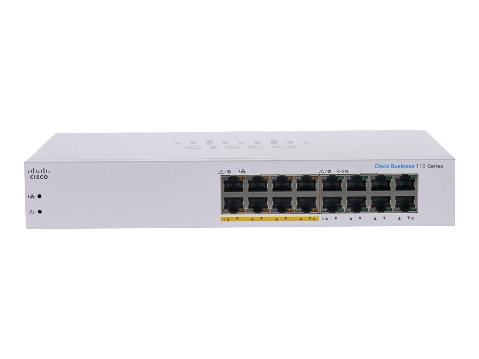 Cisco Business 110 Series 110-16PP - Interruptor - sem gestão - 8 x 10/100/1000 (PoE) + 8 x 10/100/1000 - montável em trilho, desktop, montável na parede - PoE (64 W), miniatura 2