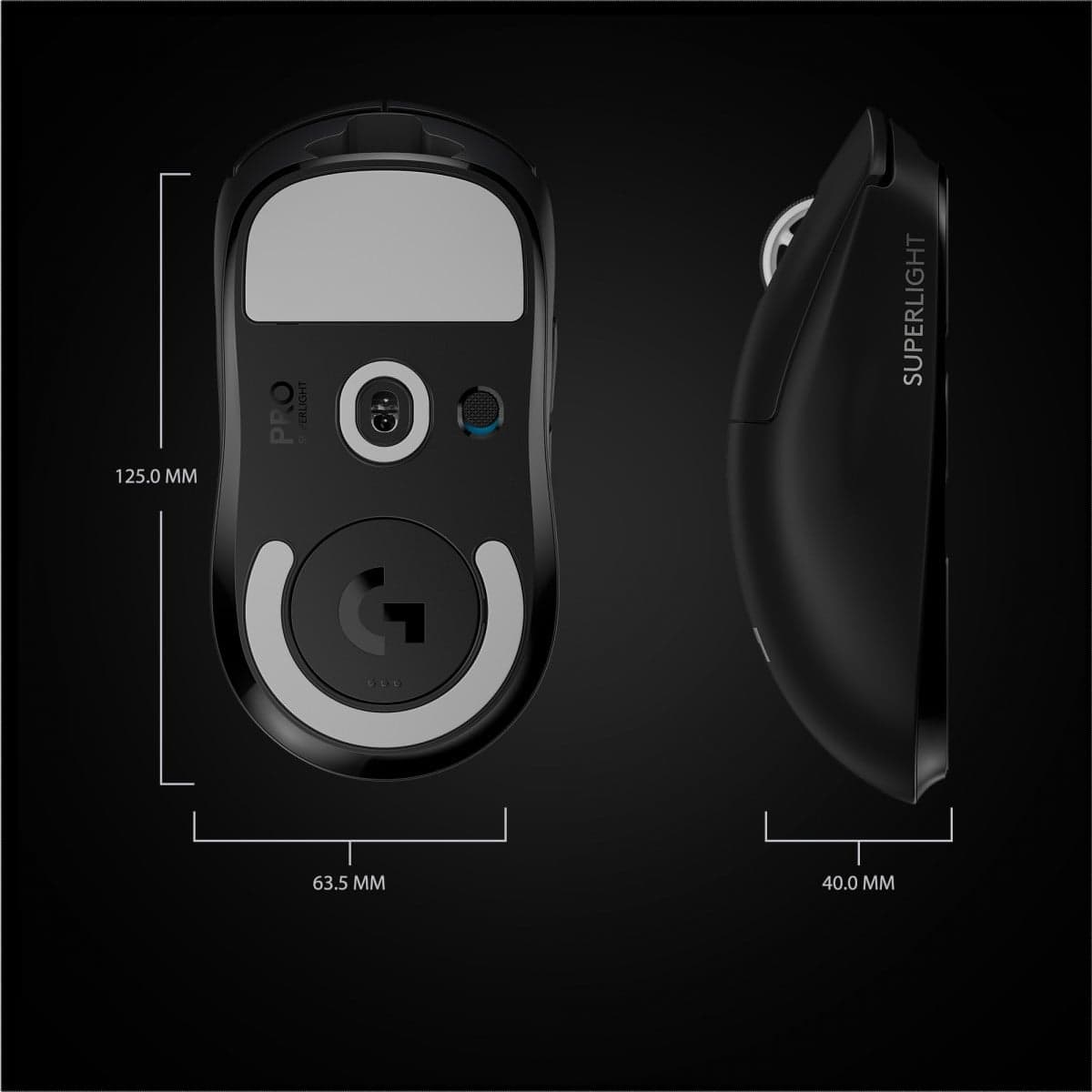 Logitech PRO X SUPERLIGHT Wireless Gaming Mouse - Rato - óptico - 5 botões - sem fios - 2.4 GHz - recetor USB Logitech LIGHTSPEED - preto, miniatura 8