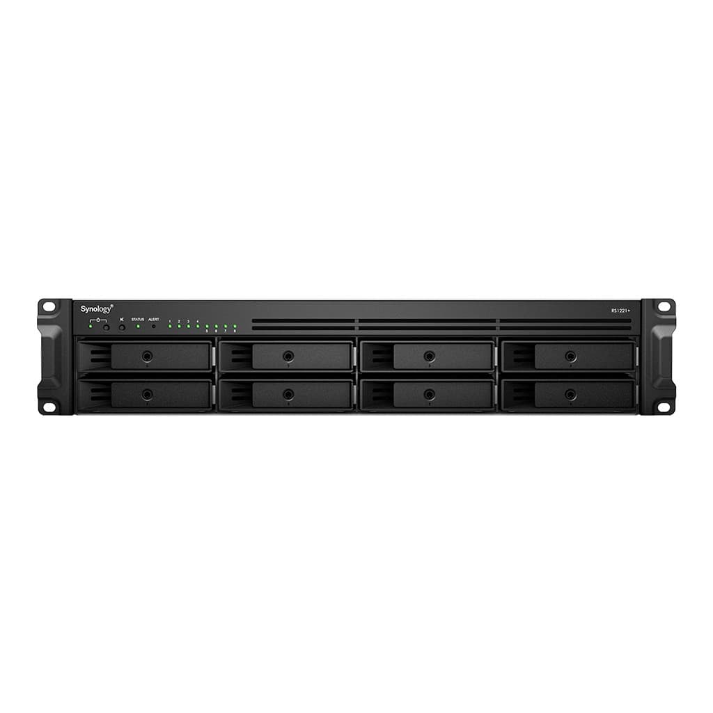 Synology RackStation RS1221+ - Servidor NAS - 8 baias - montável em bastidor - SATA 6Gb/s - RAID (expansão de disco rígido) 0, 1, 5, 6, 10, JBOD - RAM 4 GB - Gigabit Ethernet - iSCSI assistência - 2U, miniatura 1