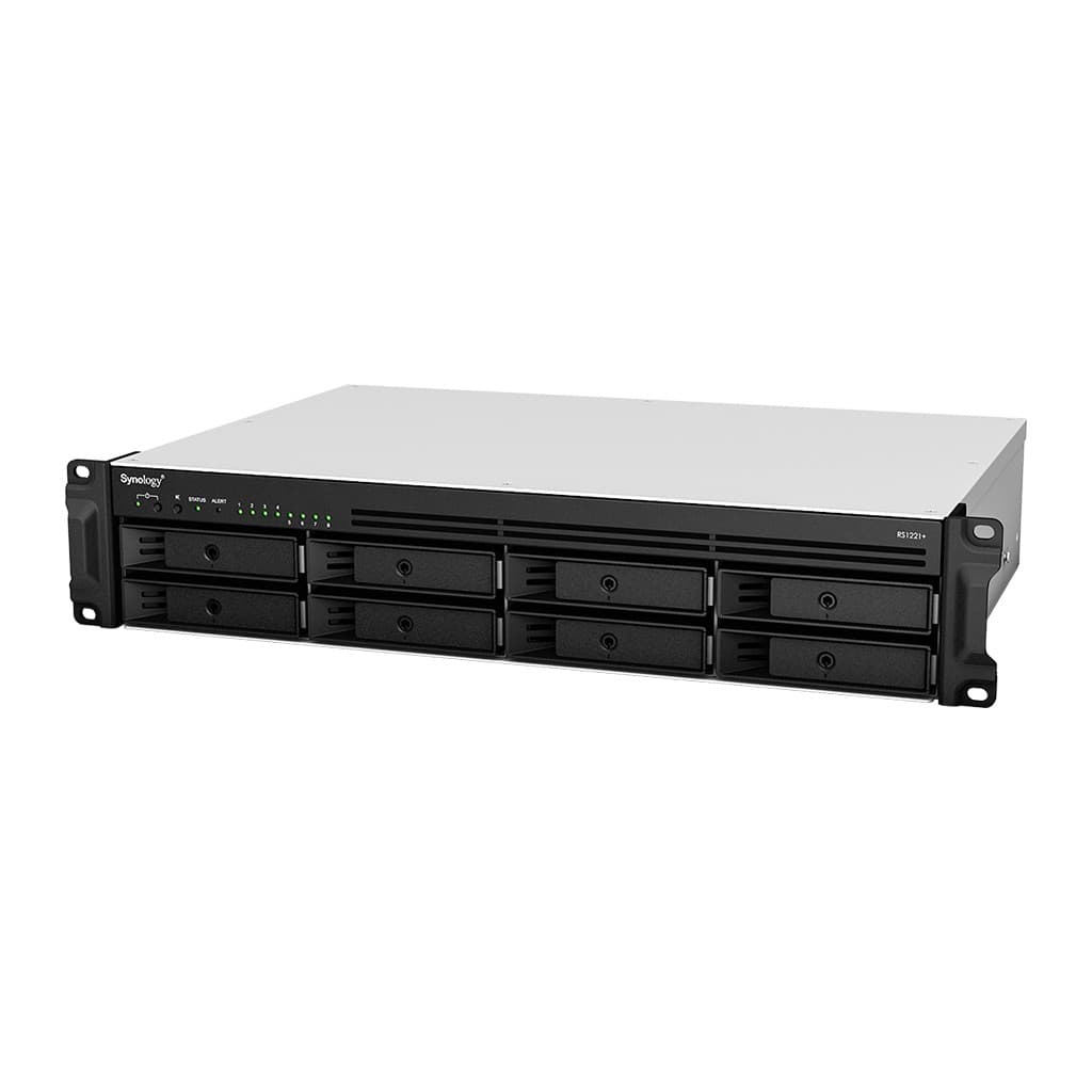 Synology RackStation RS1221+ - Servidor NAS - 8 baias - montável em bastidor - SATA 6Gb/s - RAID (expansão de disco rígido) 0, 1, 5, 6, 10, JBOD - RAM 4 GB - Gigabit Ethernet - iSCSI assistência - 2U, miniatura 2