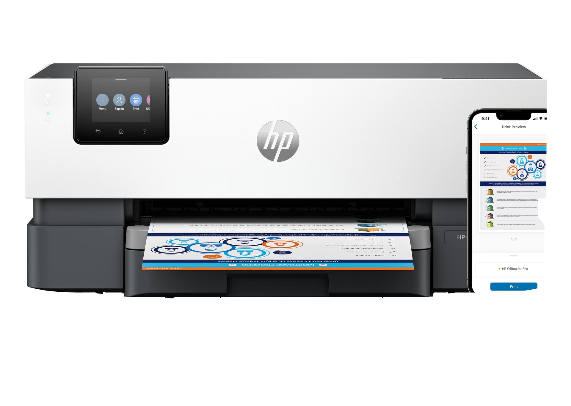 HP OfficeJet Pro 9110b Sem fios Cor Impressora, Impressão frente e verso, miniatura 1