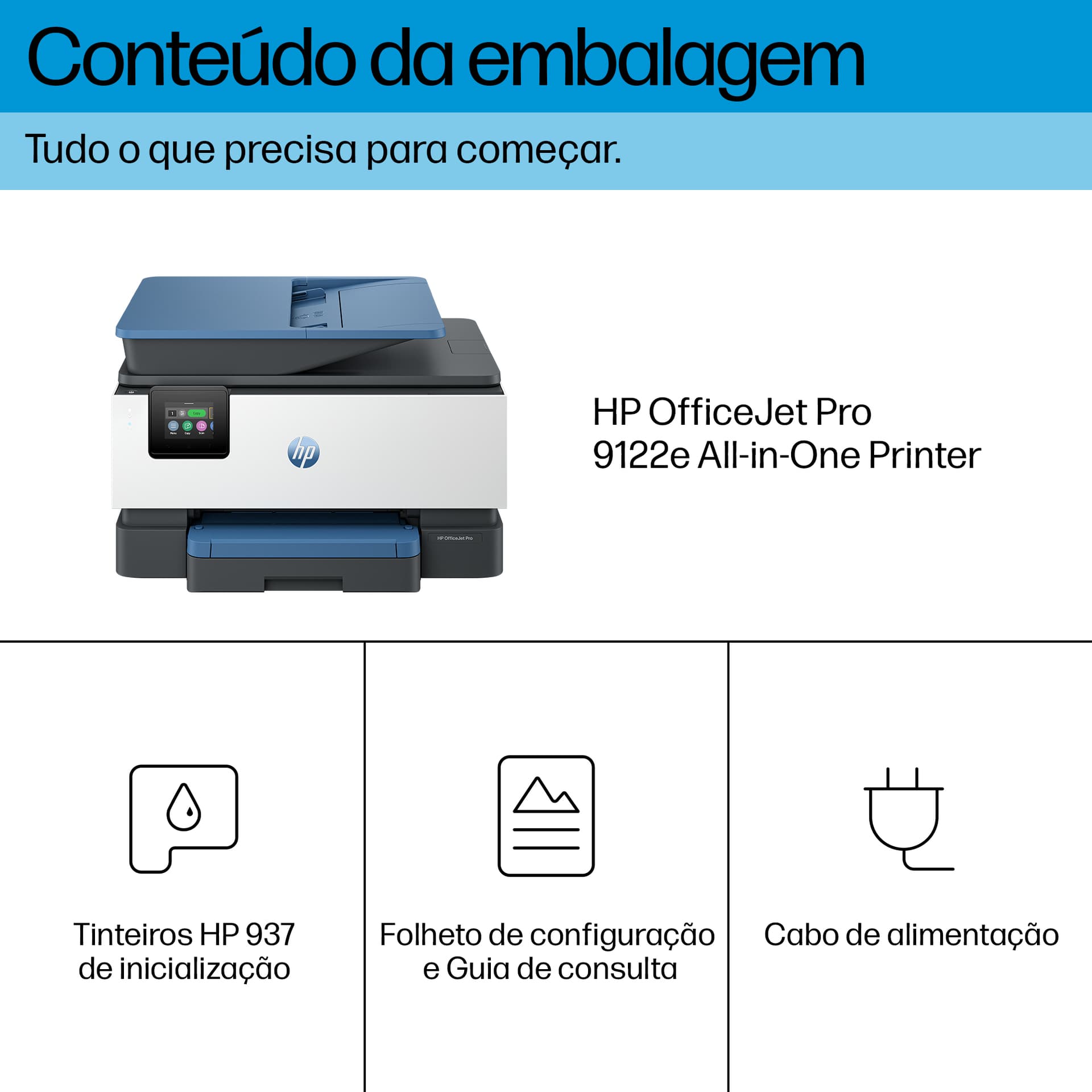 HP OfficeJet Pro 9122e Sem fios All-in-One Cor Impressora, Instant Ink; Impressão frente e verso, miniatura 6