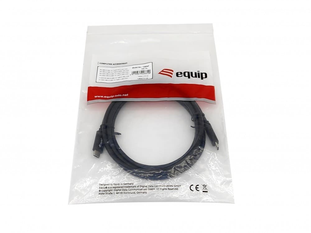 EQUIP CABO USB USB 3.2 GEN 1 C TO C M/M 5G TRANSFER 3ª 1.0MT BLACK, miniatura 3