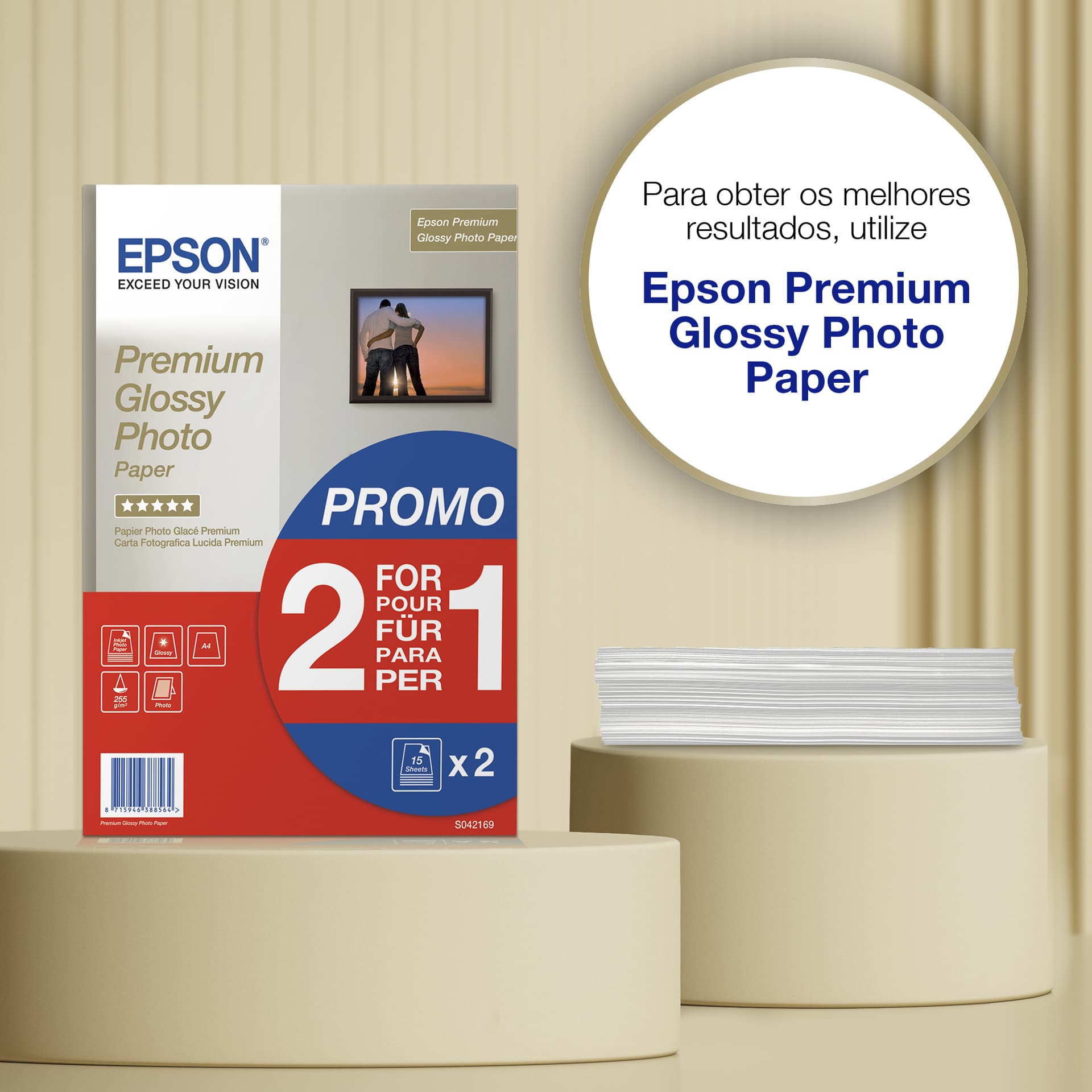 Epson A4 Premium Glossy Photo Paper 255 g/m², 30 folhas, miniatura 2
