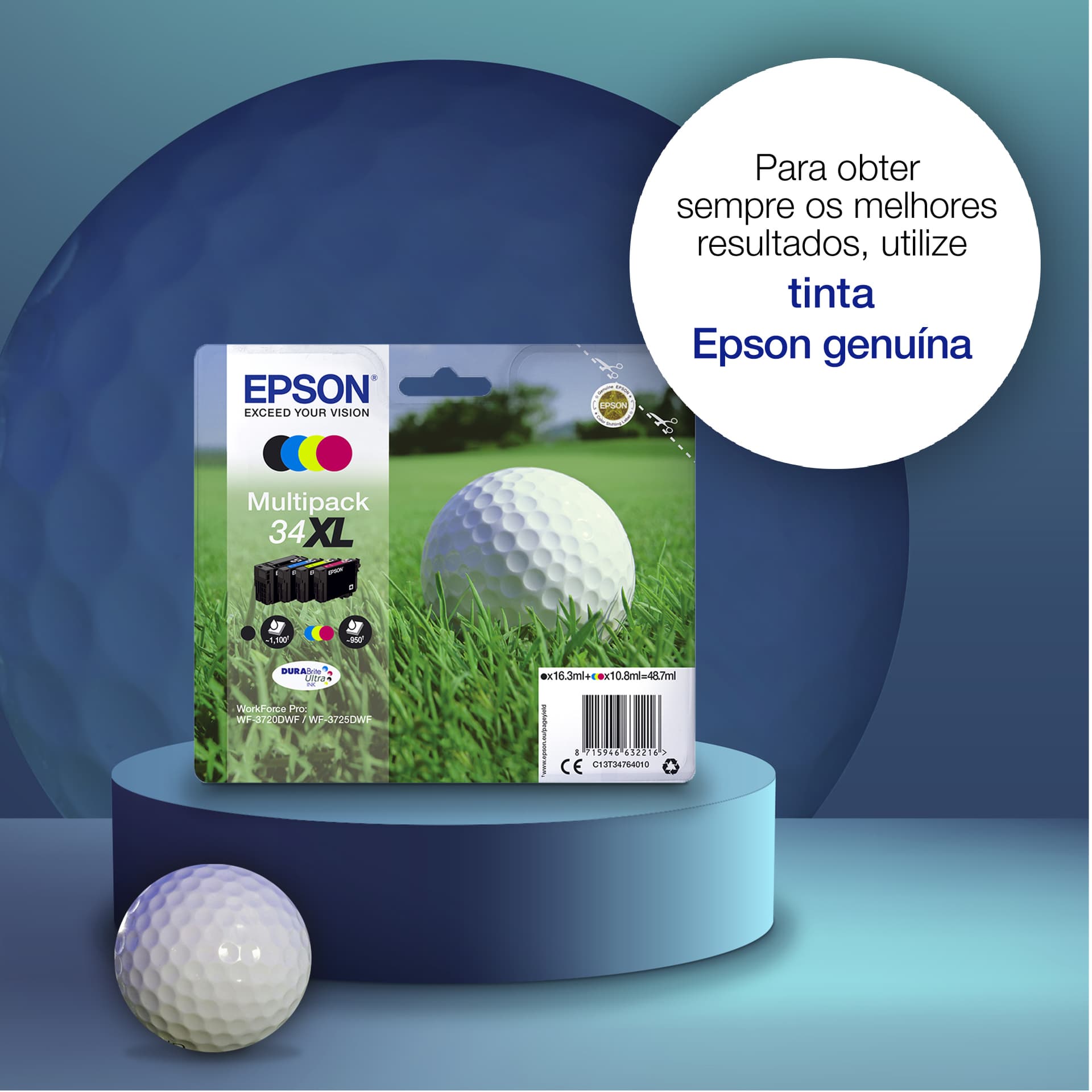 Epson Golf ball 34 Tinta multipack de 4 cores DURABrite Ultra Bola de golfe, miniatura 4