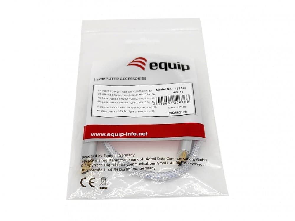 EQUIP CABO USB 3.2 GEN 2 C TO C CABLE M/M 10G TRANSFER 5A 100W 0.5MT WHITE, miniatura 3