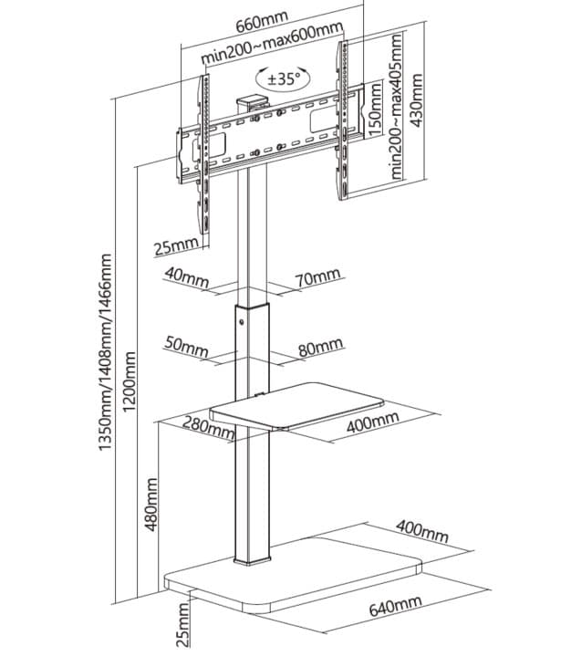 Equip Suporte de chão para TV de 37"-75”, miniatura 14